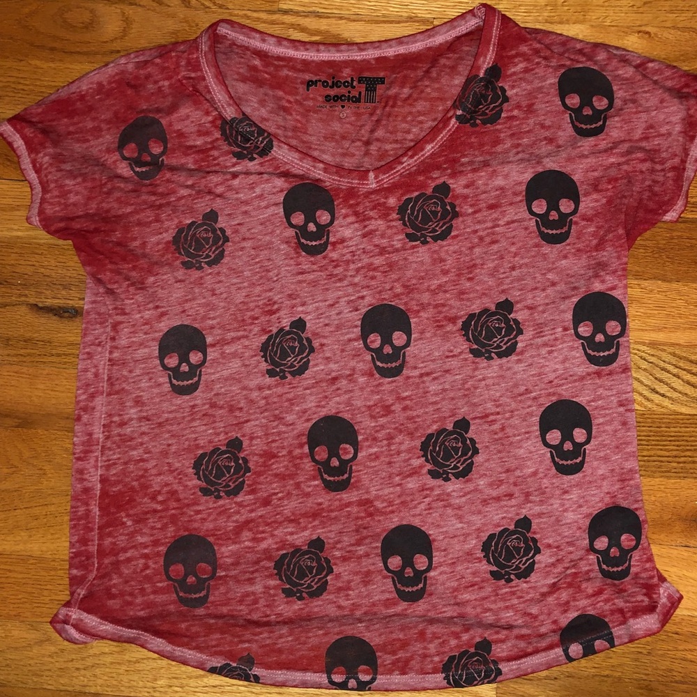 Heather Red Rose and Skull Top-Project Social T